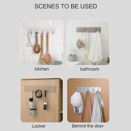 Wukusy 4992 adhesive transparent heavy-duty wall hook attached to a wall, ideal for home improvement and hanging items