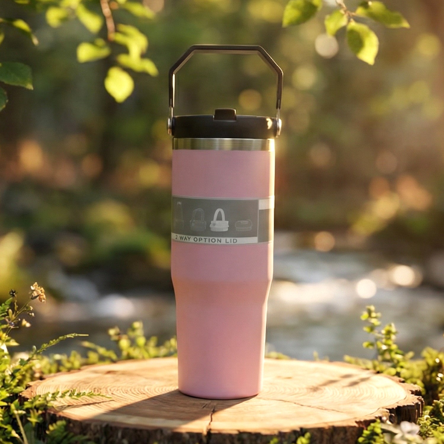 Wukusy premium stainless steel insulated travel tumbler, 900ml capacity, showing sleek design and spill-proof lid.