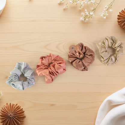Set of 12 Wukusy satin hair scrunchies and elastic hair ties for women and girls, soft, shiny, and gentle on hair.