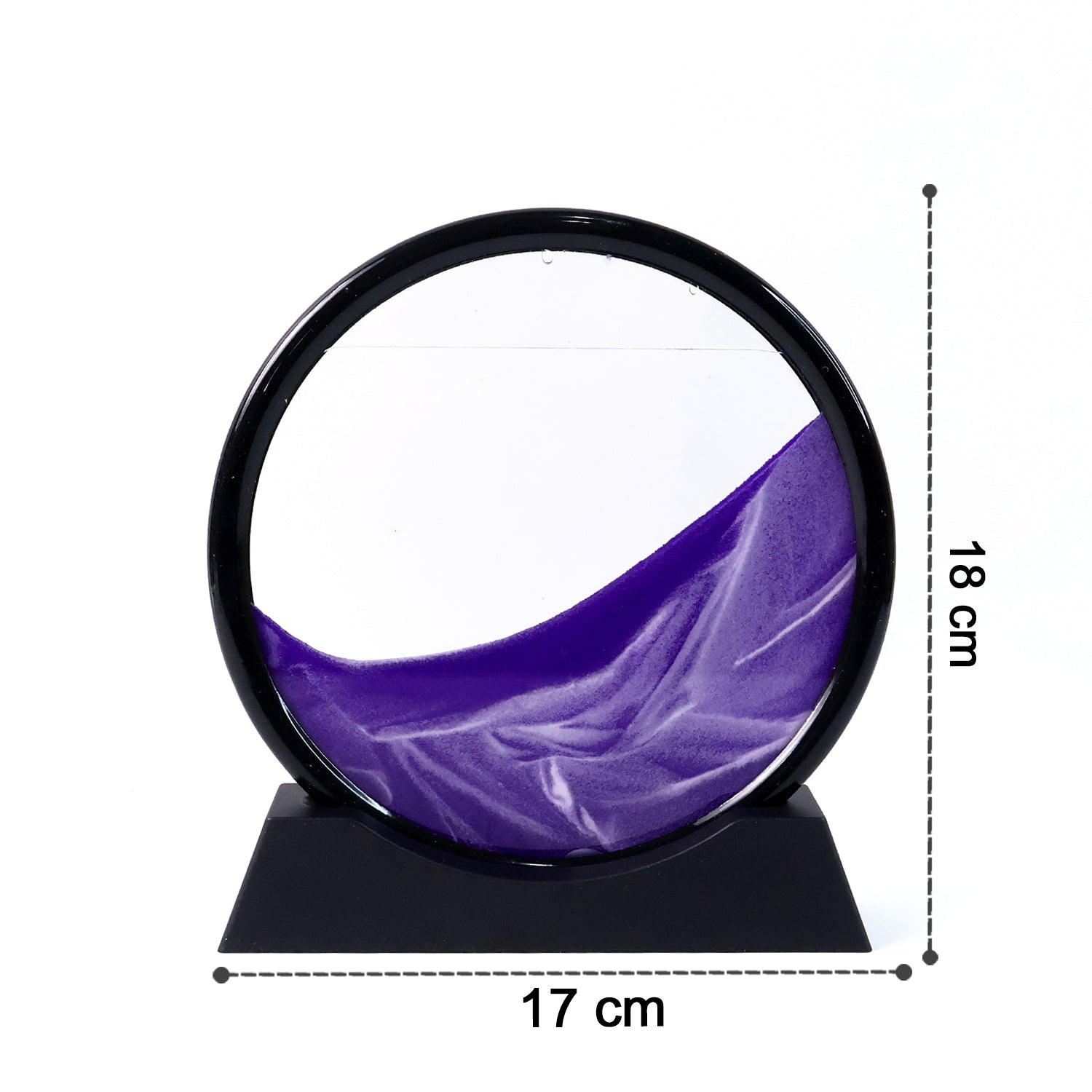 Wukusy 8781 moving sand art display with a deep sea sandscape inside a round glass frame, ideal for office or home decor.