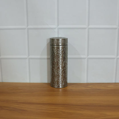 Wukusy premium stainless steel thermal water bottle, 300ml, with sleek silver finish and screw-top lid for keeping beverages hot or cold
