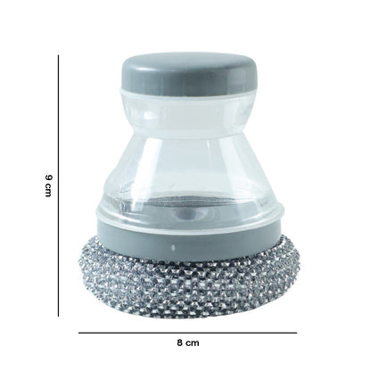 Wukusy liquid dispensing dish cleaning brush with handle and bristles for efficient kitchen dishwashing.