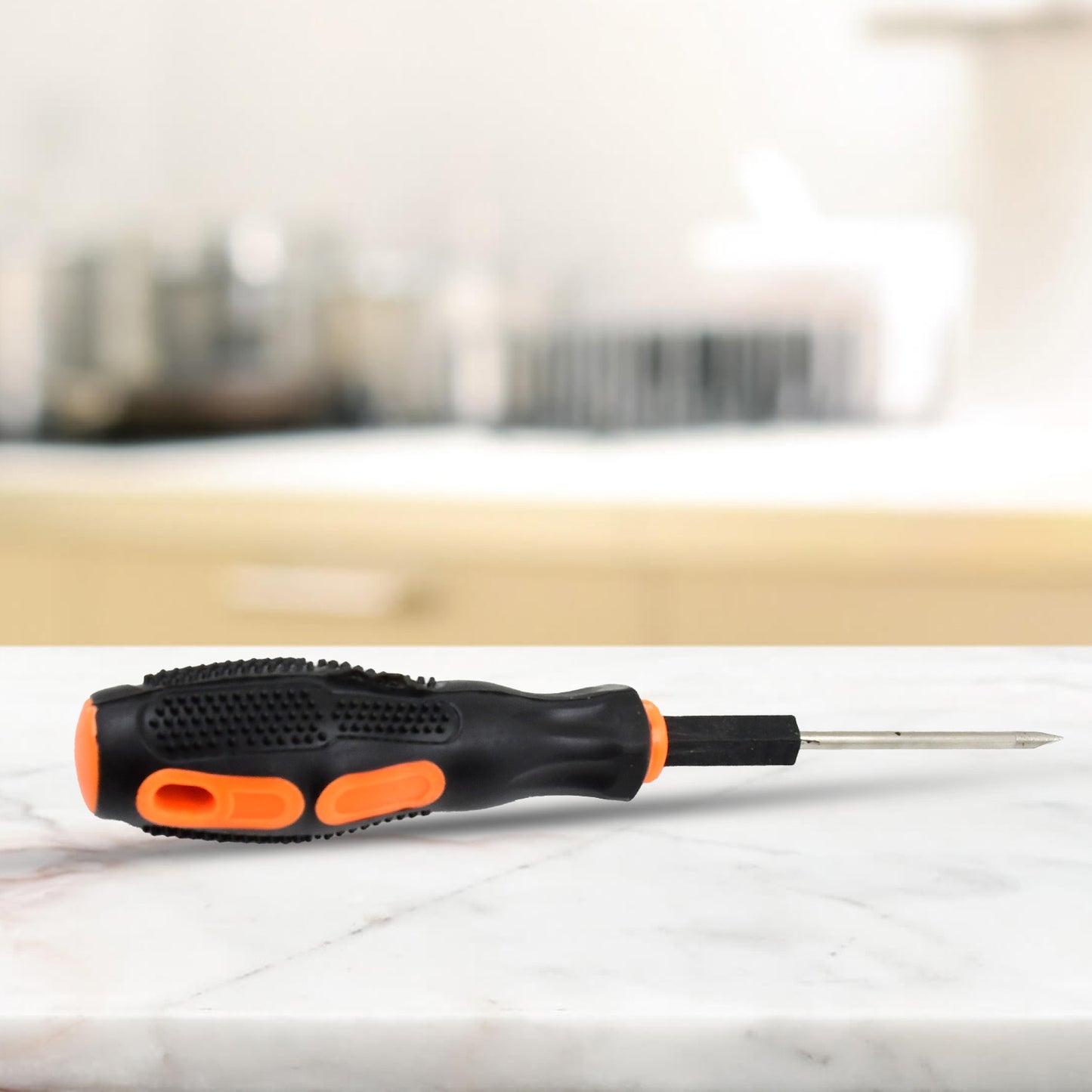 Wukusy 8-in-1 screwdriver set with various screwdriver heads, compact hardware tools for versatile household and DIY repairs.