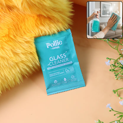 Wukusy Pollic Kadam glass mirror cleaner sachet, 15g, for cleaning and shining household mirrors and glass surfaces.