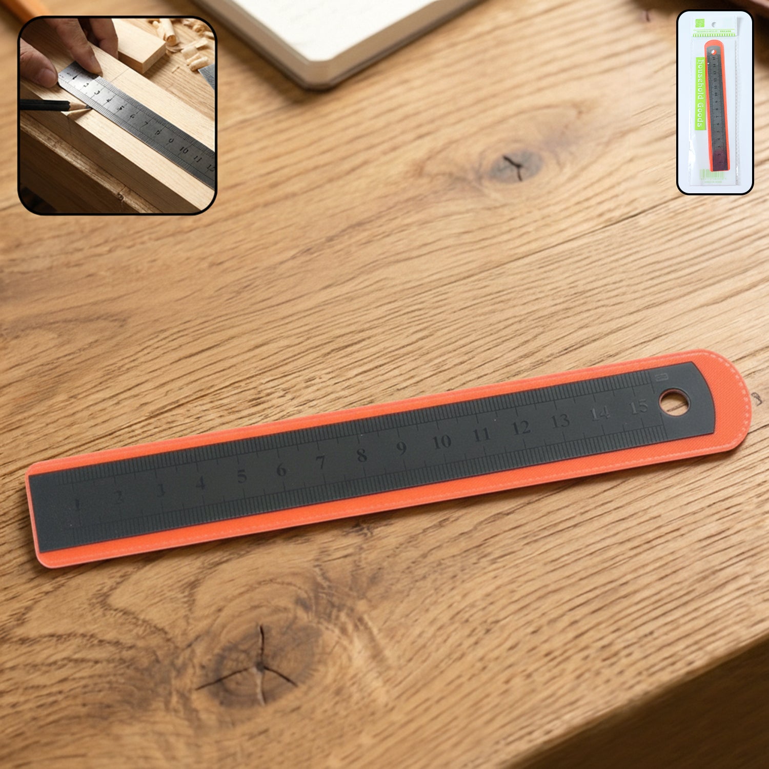 Wukusy 15 cm precision measuring ruler scale, clear plastic with black measurement markings, ideal for accurate measurements