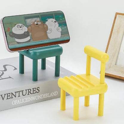 Wukusy portable mini chair phone holder, adjustable desktop stand for smartphones, compatible with all mobile phones.