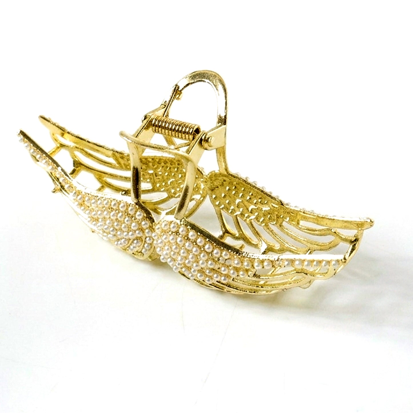 Wukusy premium pearl studded elegant hair claw clip for women, showcasing a stylish hair accessory with pearl accents.
