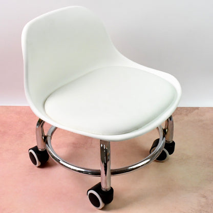 Wukusy 4054 low round rolling stool with wheels, multi-color pedicure and office stool for home, garage, or garden use.