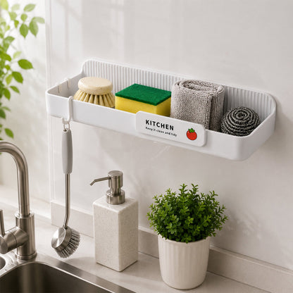 Wall Mounted Plastic Kitchen Drain Rack With Multipurpose Storage Shelf (1 Pc)