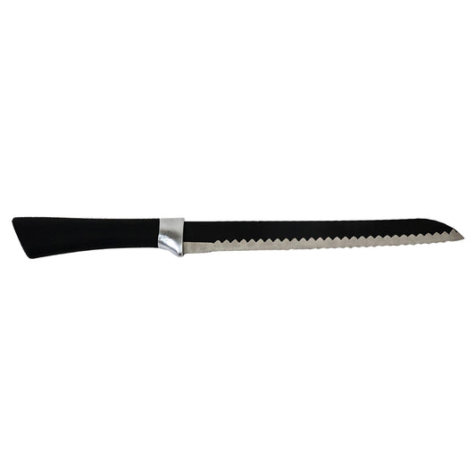 Wukusy premium 32 cm serrated bread knife with ergonomic handle, ideal for slicing bread and baked goods in the kitchen.