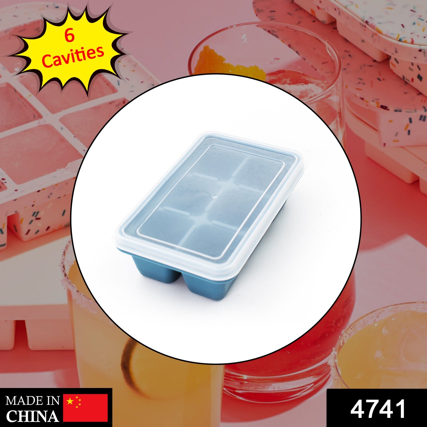 Wukusy 6-grid silicone ice tray filled with water, ready to make ice cubes for household kitchen use.