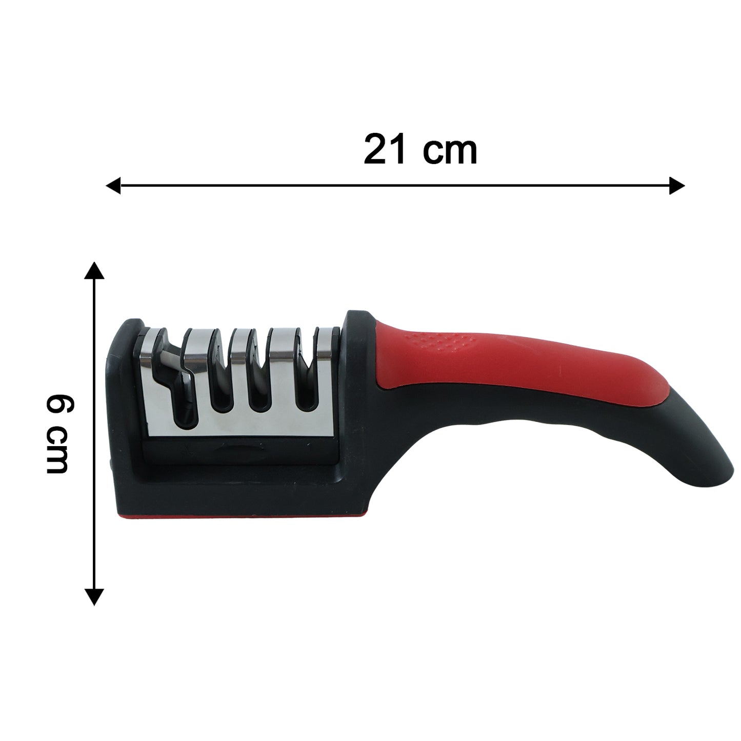 Wukusy 4-stage kitchen knife sharpener with non-slip handle, compact and portable for easy kitchen blade sharpening.