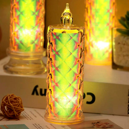 Set of 12 smokeless LED candles by Wukusy for home decor, featuring realistic flickering flame effects on a clean surface.