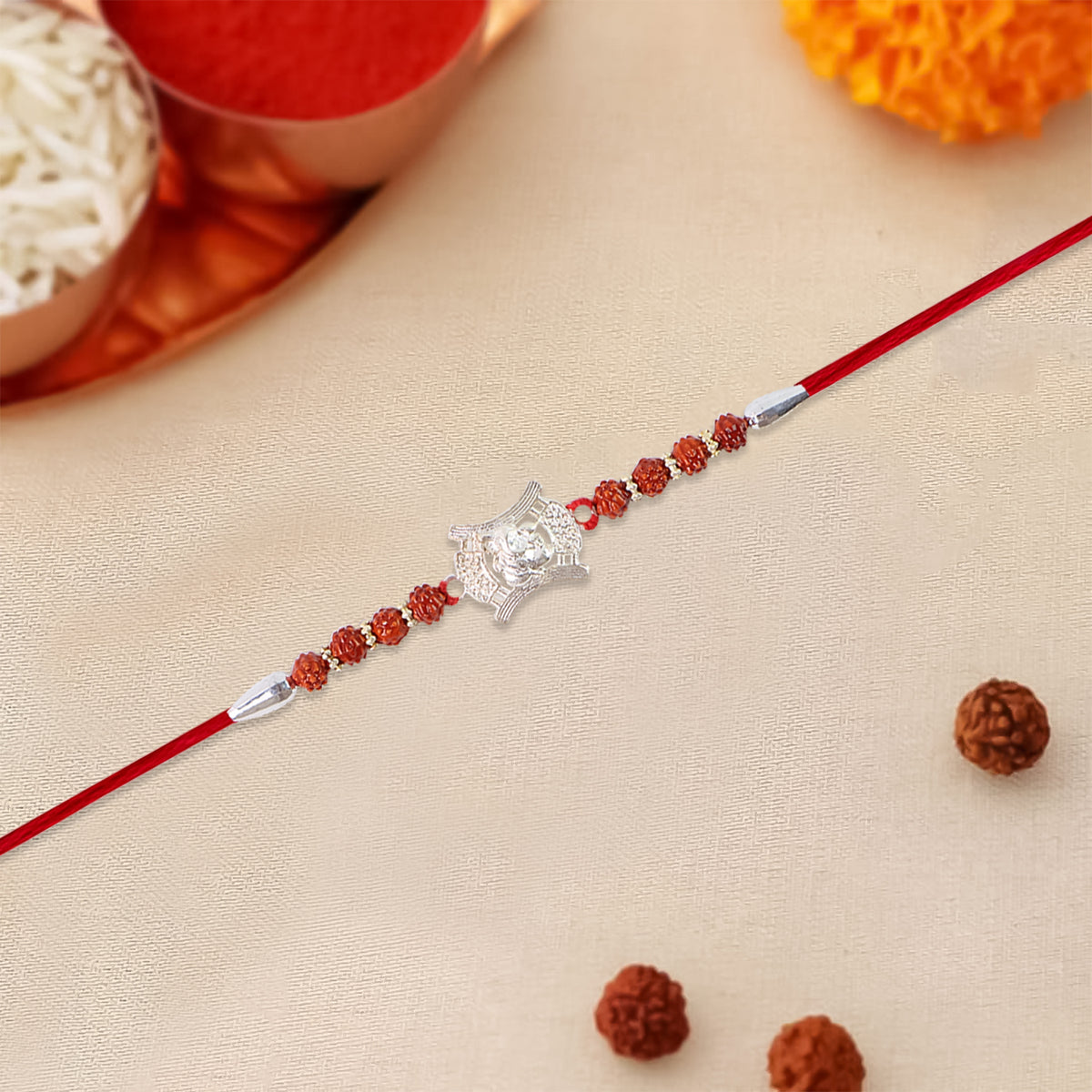 Elegant Wukusy premium designer Rakhi gift box from traditional trendy collection, featuring colorful decorative elements.