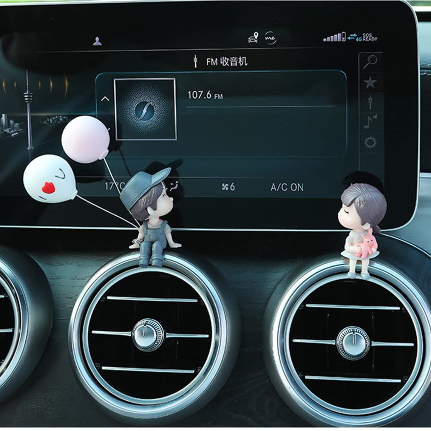 Cute plastic couple car dashboard figurine set by Wukusy featuring adorable miniature couple decorations for vehicle interior.