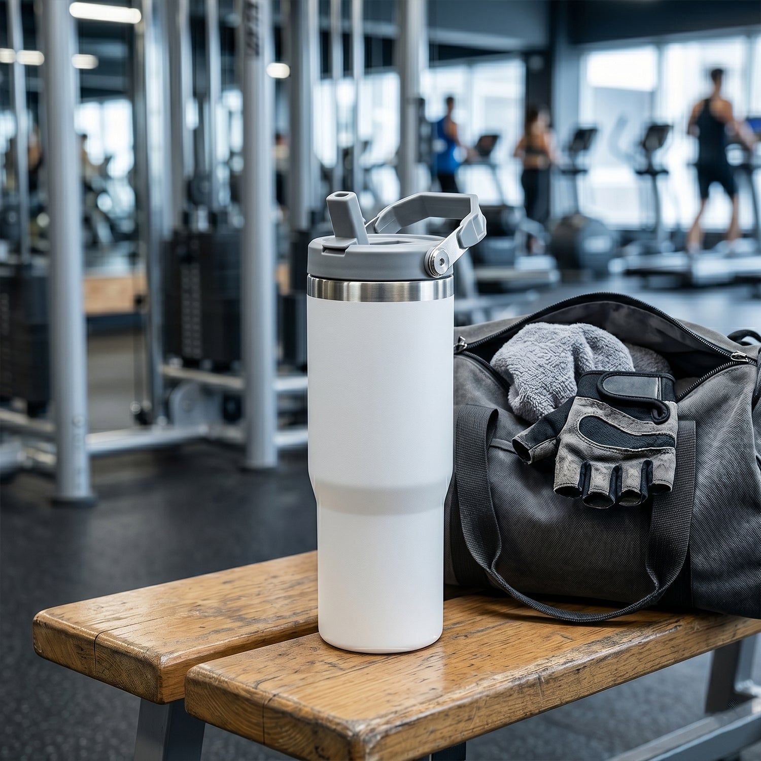 Wukusy premium stainless steel tumbler mug with vacuum insulation, 890 ml capacity, showing a sleek, durable design.