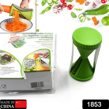Wukusy 1853 portable handheld spiralizer vegetable slicer with stainless steel blades for salad vegetables and fruit.