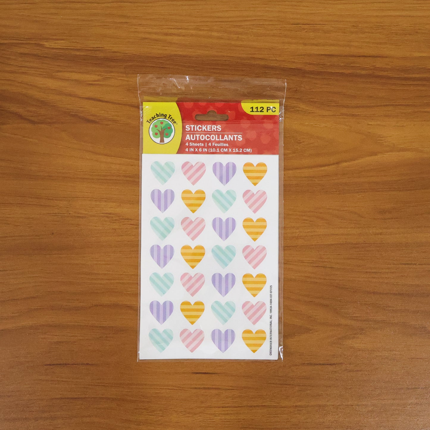 Set of four colorful heart-shaped decorative stickers from Wukusy, featuring 112 pieces on vibrant, playful sheets.