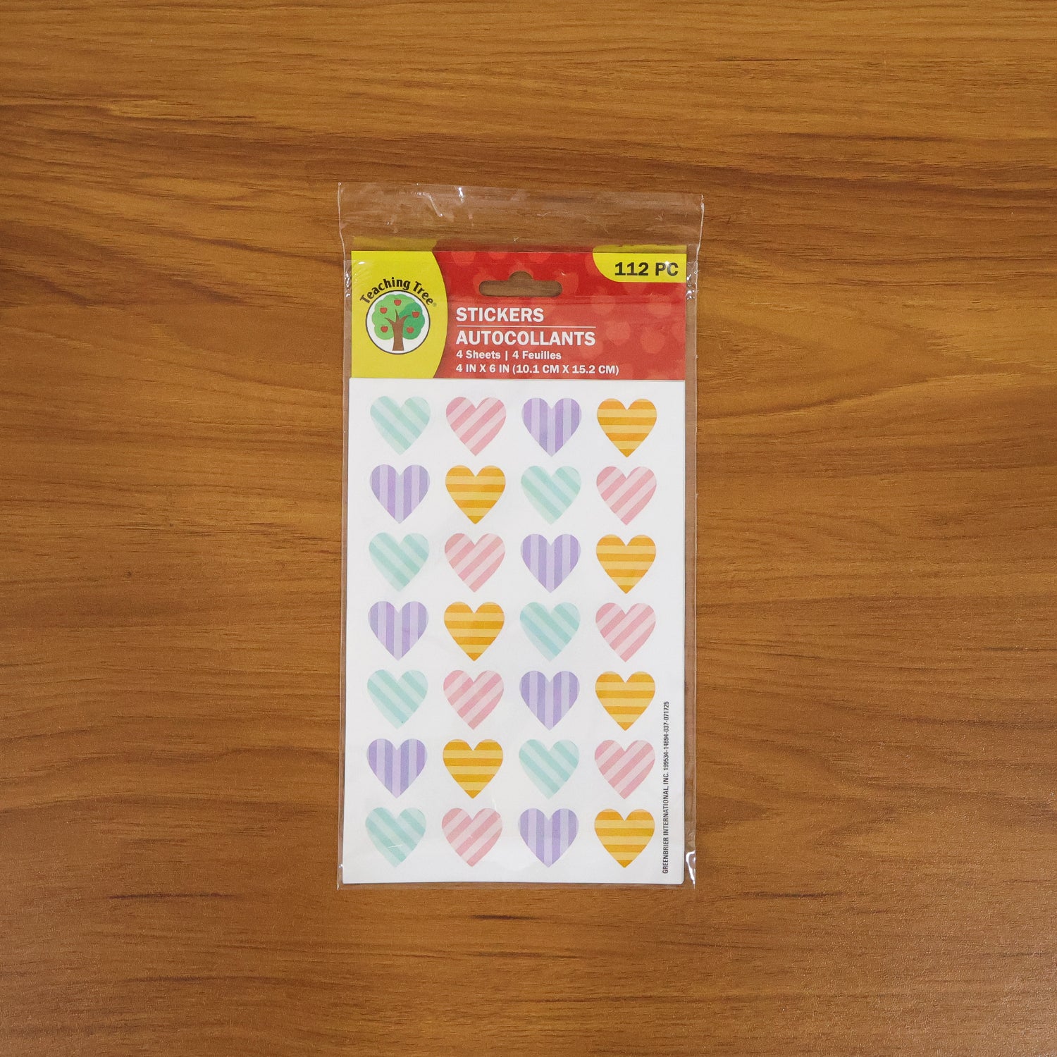 Set of four colorful heart-shaped decorative stickers from Wukusy, featuring 112 pieces on vibrant, playful sheets.