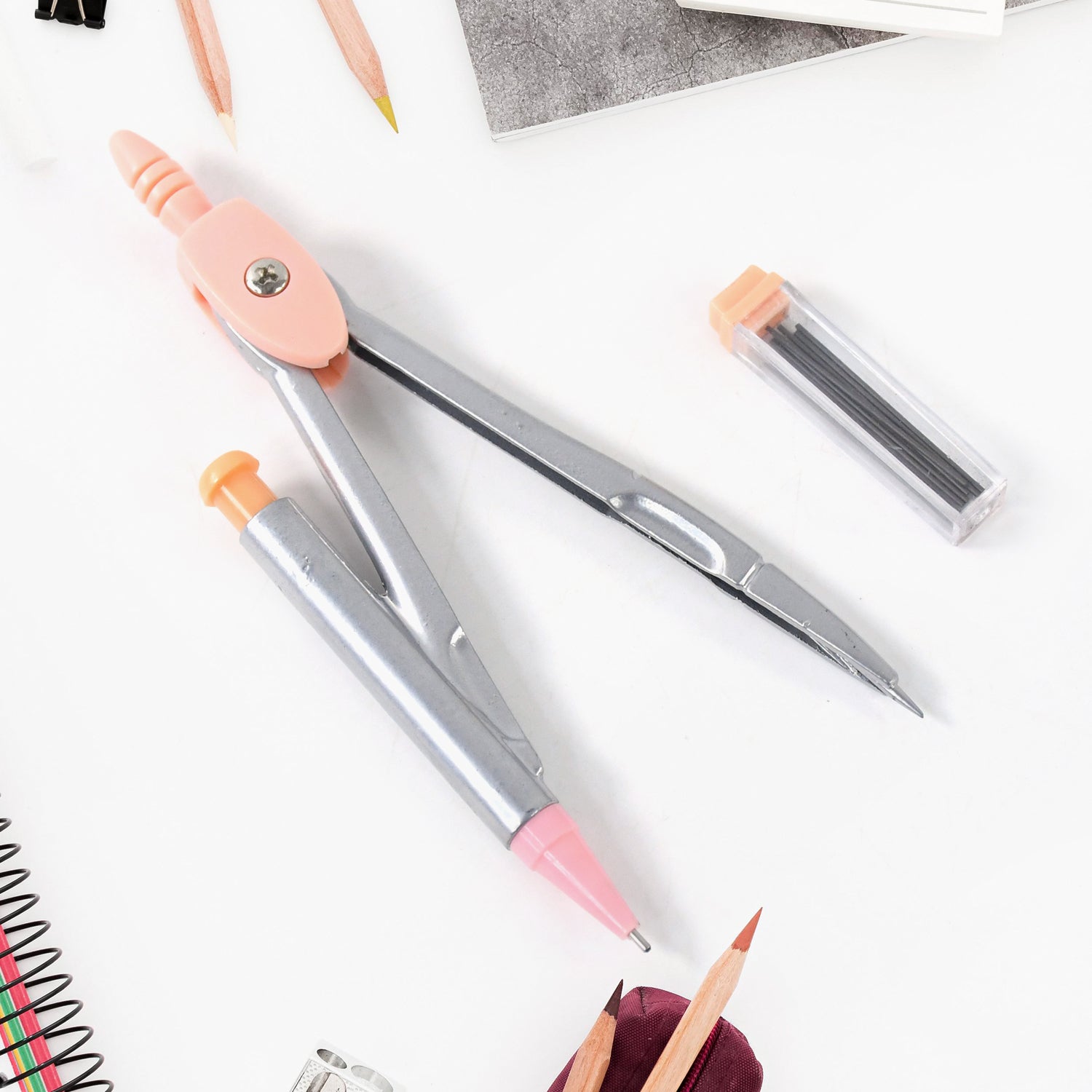 Wukusy 4-in-1 Precision Geometry Compass Set for office use, includes multiple drafting tools for accurate drawing and measuring.