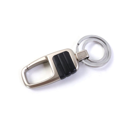 Wukusy premium metal key holder with carabiner clip, showcasing a sturdy, black key organizer with a secure clip and key rings.