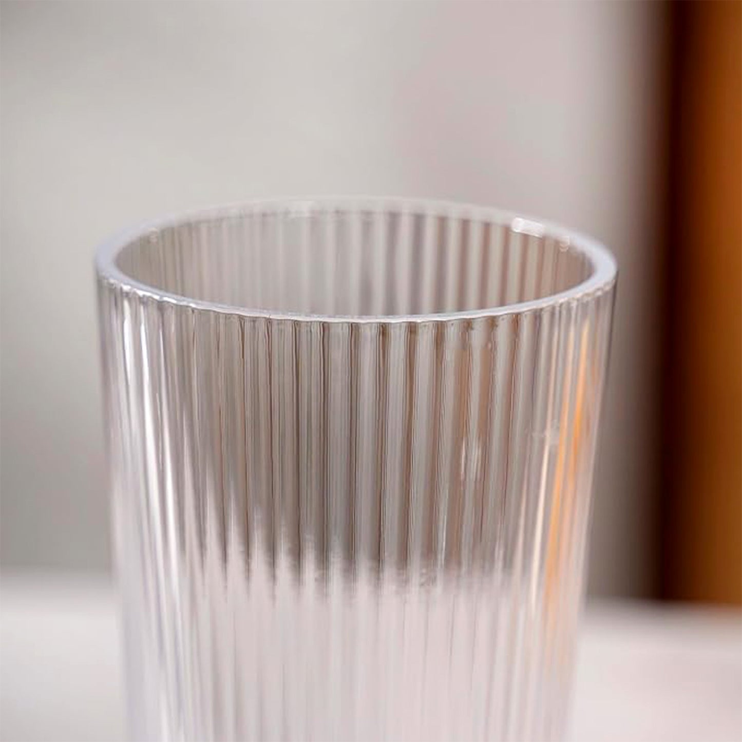 Set of six Wukusy Supermom Casa glassware, clear drinking glasses with a modern design for home and kitchen use.