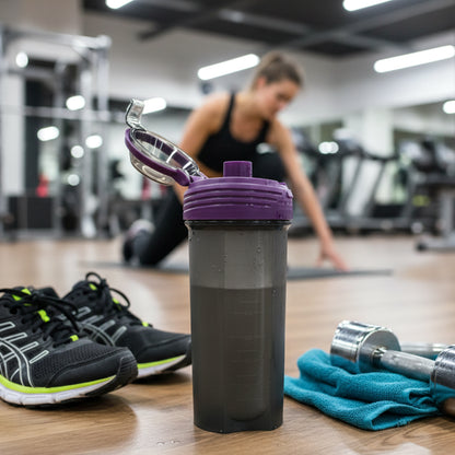 Wukusy 700ml multipurpose protein shaker bottle with leak-proof lid, black body, and mixing ball for smoothies and supplements