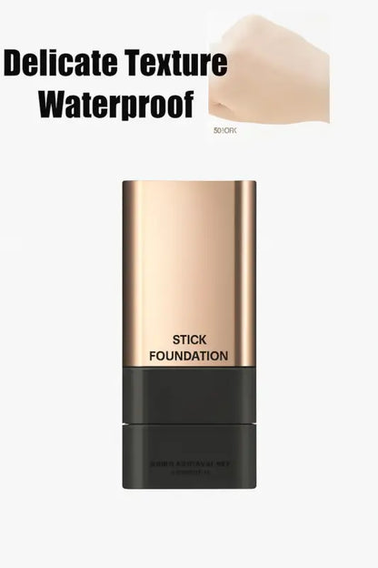 Ekom 2-in-1 luxury anti-wrinkle foundation stick with double head applicator and brush, natural finish, all-in-one makeup solution