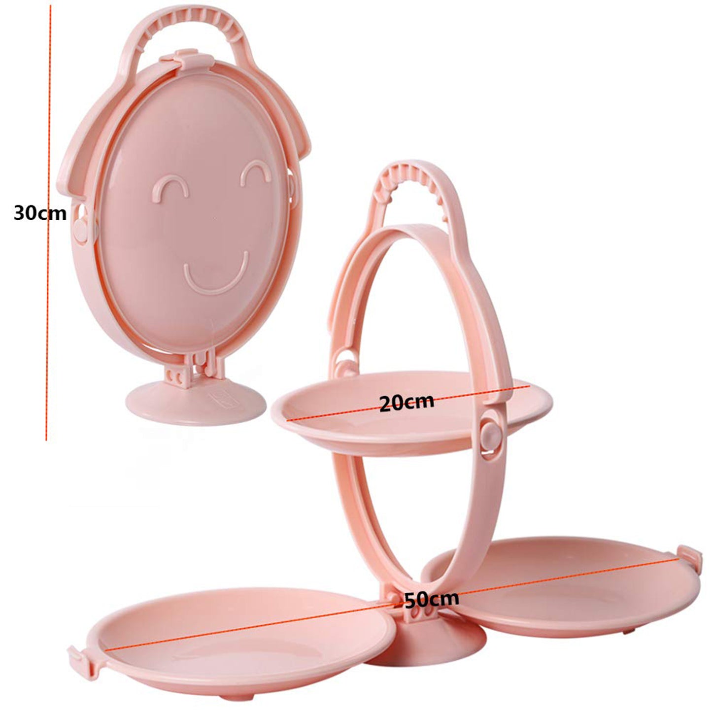 Wukusy 3-layer foldable snack and fruit serving stand with multi-purpose trays, designed for desserts, snacks, and fruit display