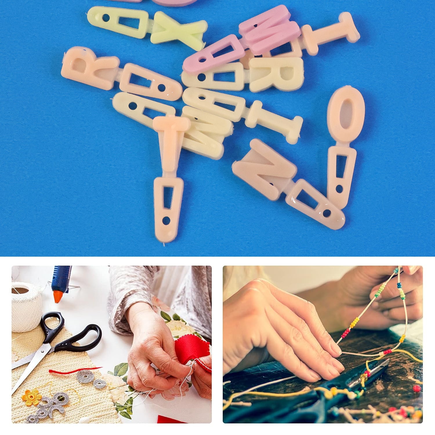 Set of colorful alphabet letter beads for craft decoration by Wukusy, ideal for office DIY projects and creative displays.