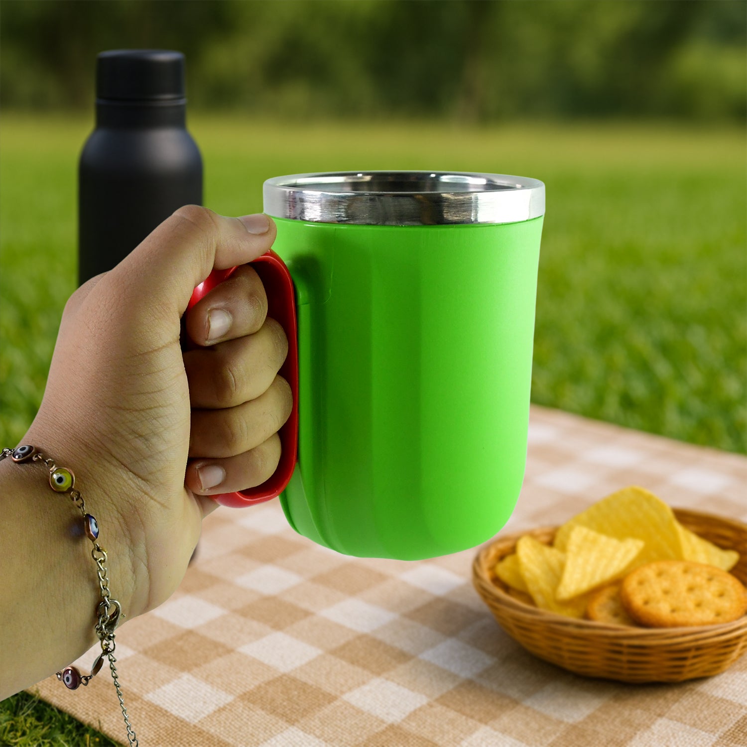Wukusy Supermom Panda Ship Mug with 400ml capacity, featuring a cute panda design, on a kitchen countertop.