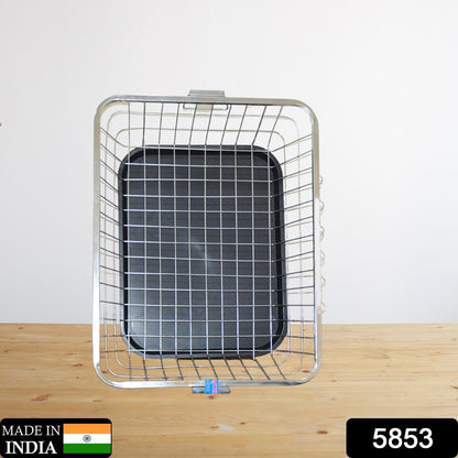 Wukusy stainless steel dish drainer rack with drip tray, kitchen utensil drying stand, 57x45x19 cm, for dish and utensil drying.