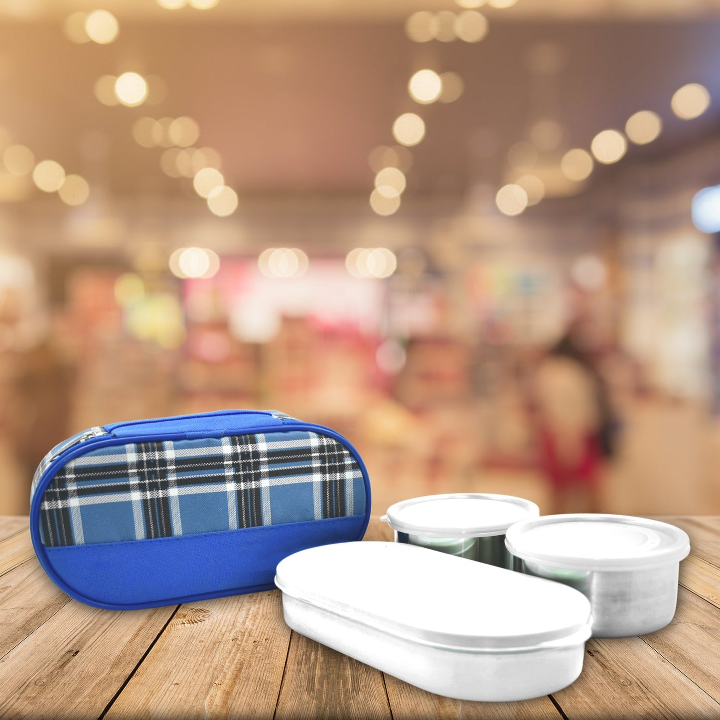 Set of three Wukusy stainless steel corporate lunch containers with secure lids, ideal for meal storage and on-the-go use.