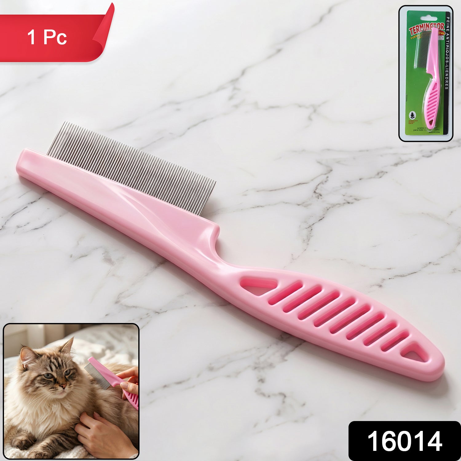 Wukusy pet dog grooming comb for hair removal and shedding control, featuring fine and wide teeth for fur cleaning.