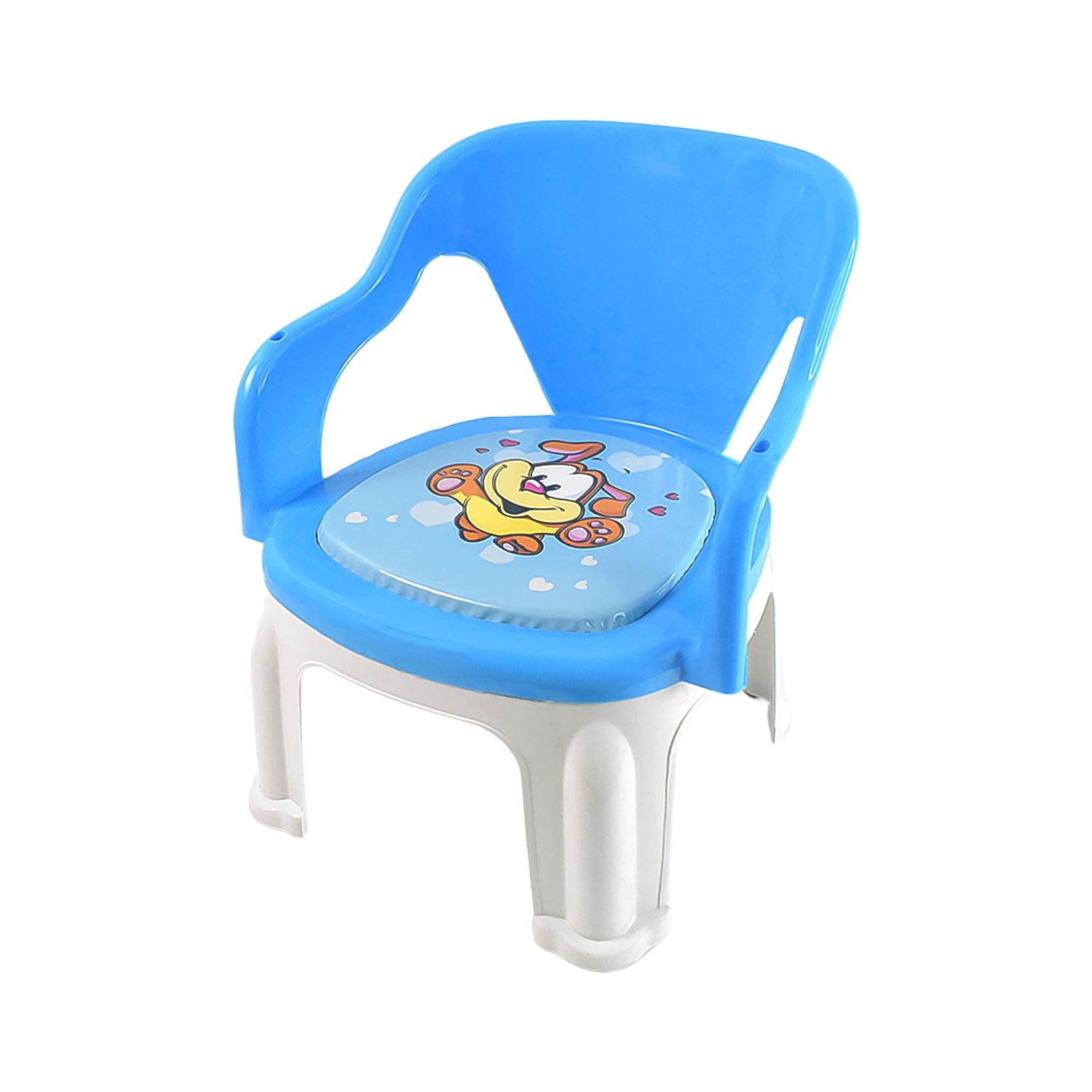 Wukusy plastic multipurpose baby chair with cushioned base, strong, durable, and suitable for various uses, shown with a light-colored cushion.