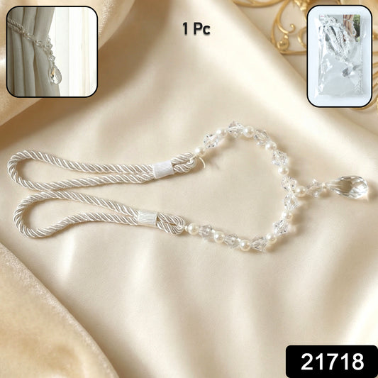 Luxury crystal beaded curtain tieback by Wukusy, featuring sparkling beads and elegant design to hold curtains stylishly.