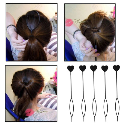 Set of two heart-shaped hairpins by Wukusy, stylish hair accessories for health and beauty, featuring silver-tone heart designs.