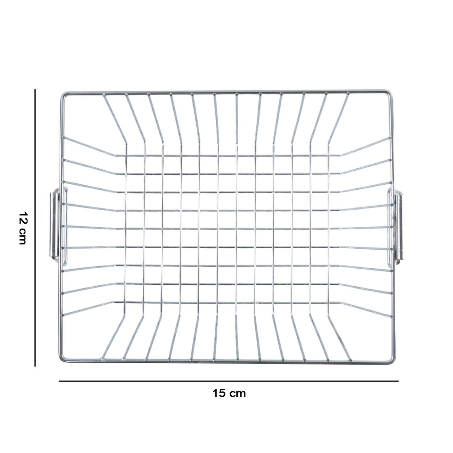 Wukusy stainless steel kitchen sink basket measuring 12x15 inches, ideal for draining and organizing kitchen utensils.