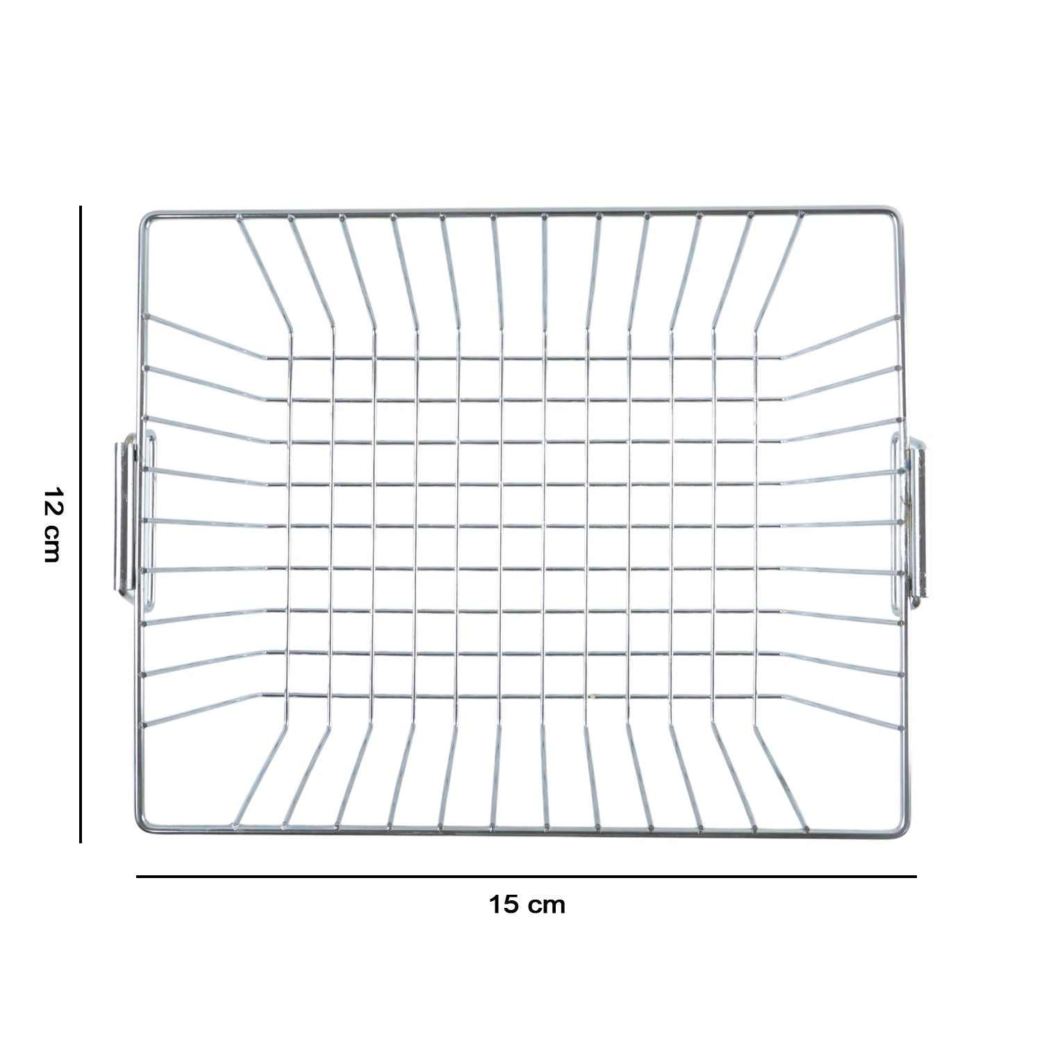 Wukusy stainless steel kitchen sink basket measuring 12x15 inches, ideal for draining and organizing kitchen utensils.