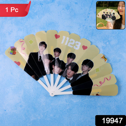 Foldable idol-themed hand fan by Wukusy, featuring vibrant design, perfect for home improvement or decorative use.