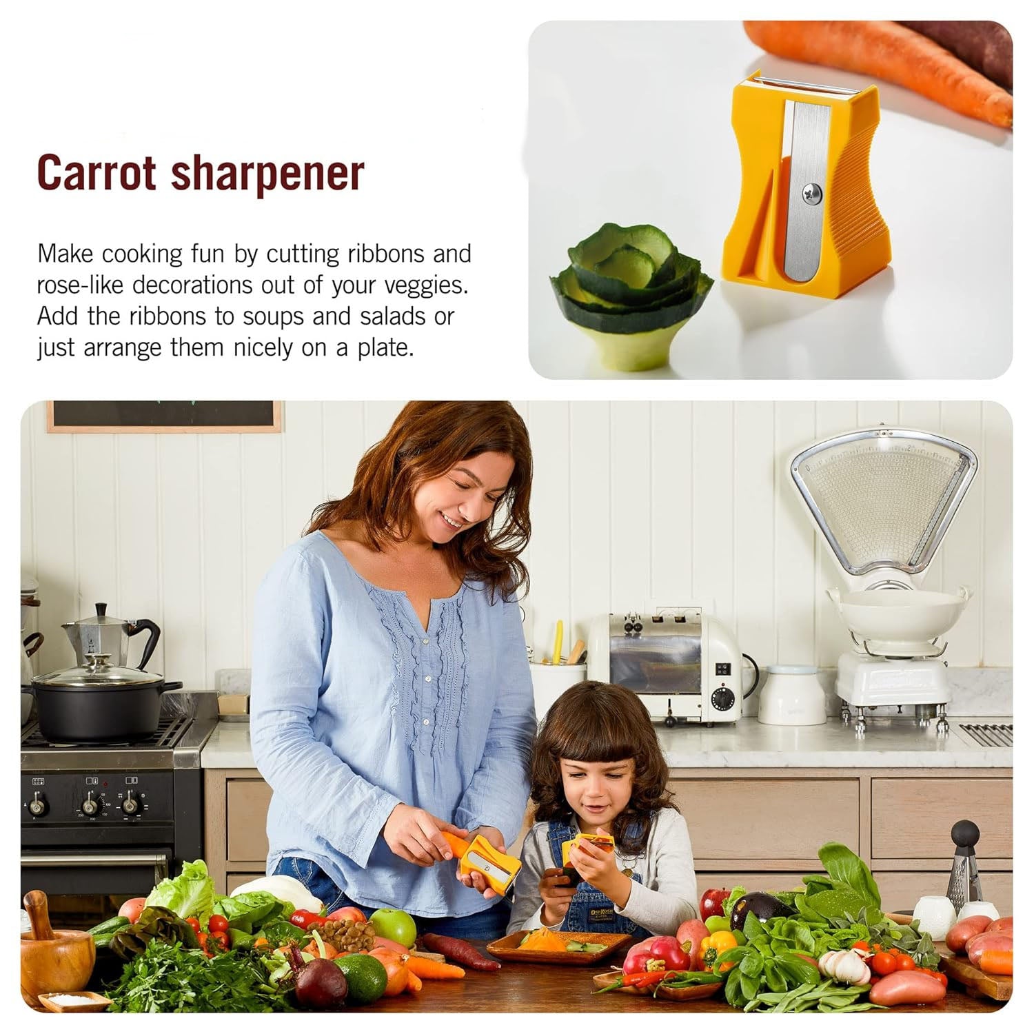 Wukusy multipurpose vegetable peeler tool with ergonomic handle and sharp blades for peeling and zesting vegetables.