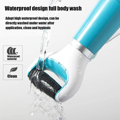 Wukusy electric dry foot file with roller for callous removal, designed for smooth, soft feet in minutes. Battery-powered, USB chargeable.