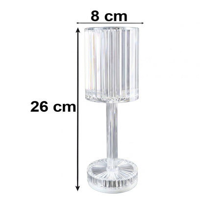 Wukusy touch control RGB crystal LED table lamp with remote, featuring colorful lighting and modern design on a sleek surface.