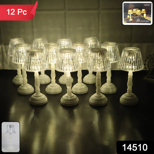Set of 12 Wukusy LED crystal table lamps, elegant home decor lighting with sparkling crystal accents on sleek bases.