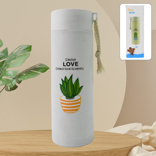 Wukusy outdoor sport glass water bottle, 450ml travel leakproof bottle with a secure lid and clear glass body for hydration on the go