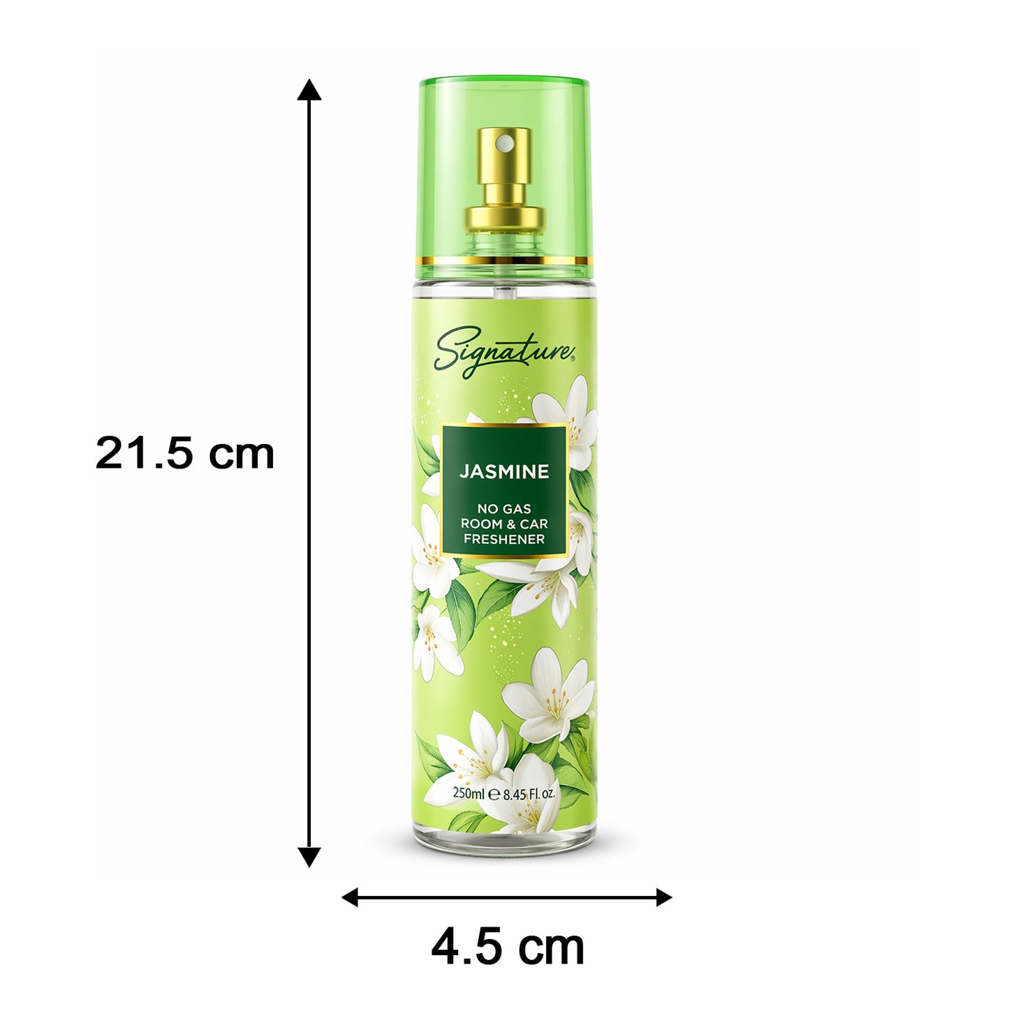 Wukusy Signature Jasmine room car freshener spray bottle with floral jasmine design, 250 ml capacity.