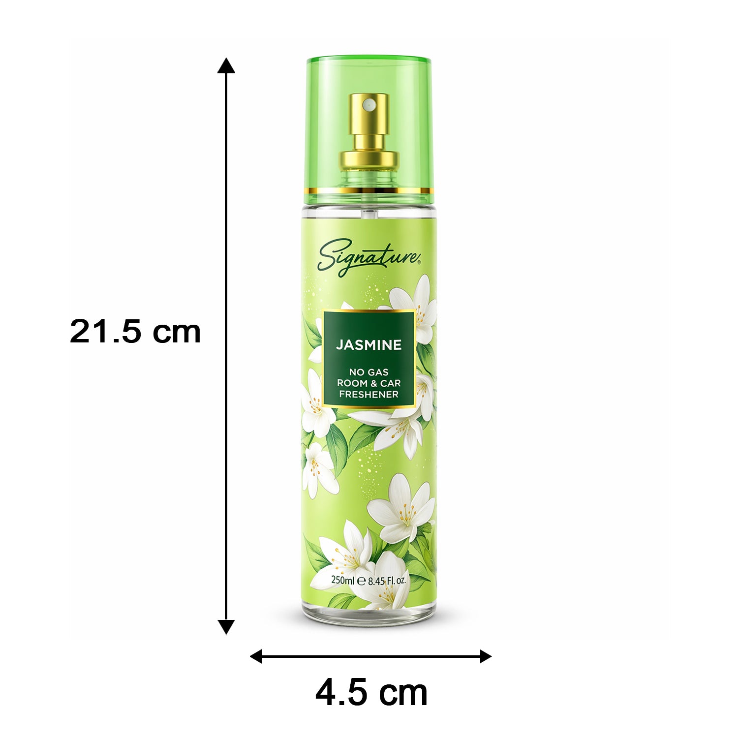 Wukusy Signature Jasmine room car freshener spray bottle with floral jasmine design, 250 ml capacity.
