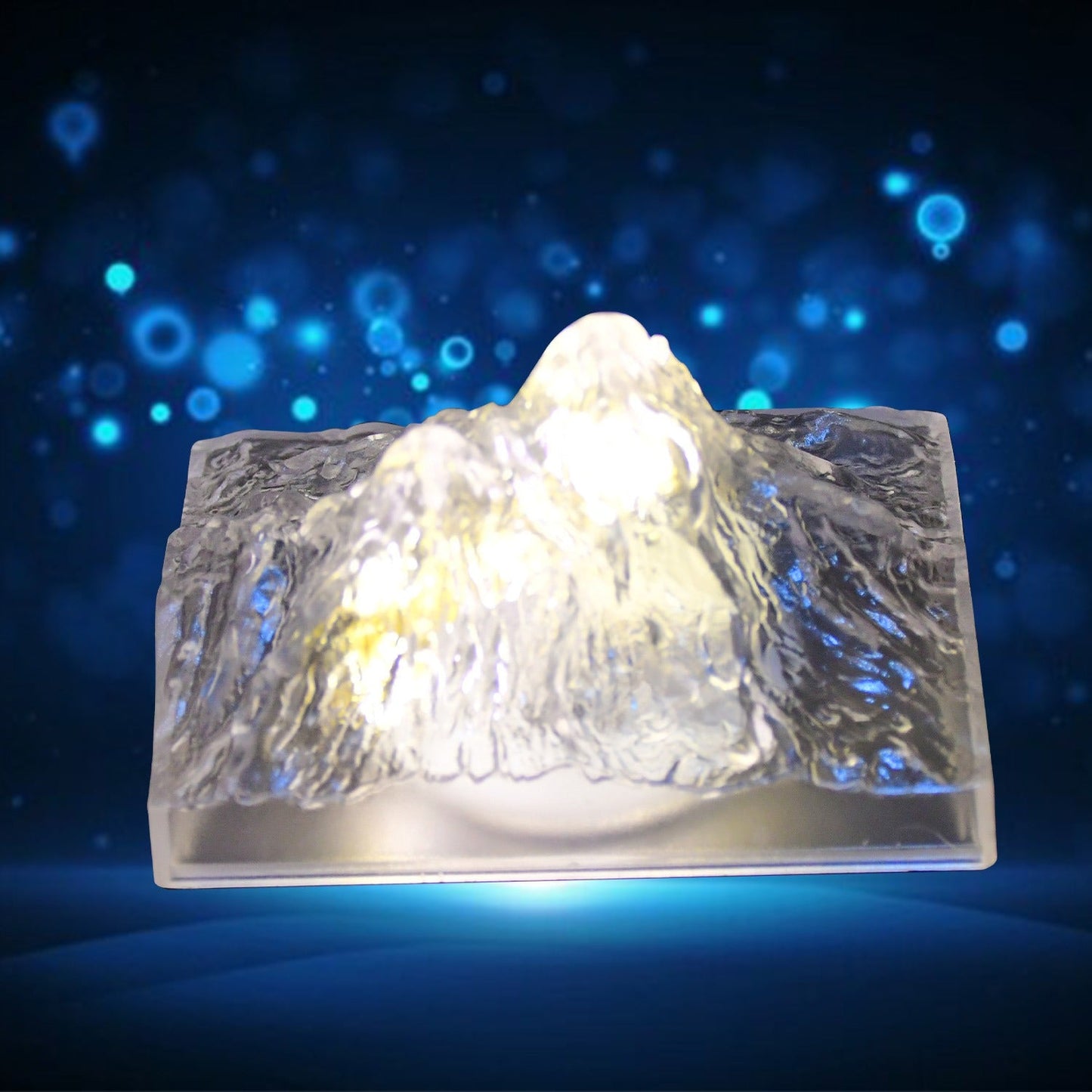 Wukusy plastic iceberg night light with clear LED flame-free mountain design for home decor, bedroom, or party atmosphere lighting.