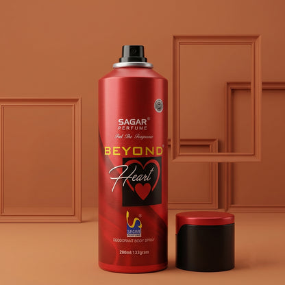 Wukusy Sagar Beyond Heart men's perfume body spray and deodorant bottle, 200ml, with sleek packaging and branding.