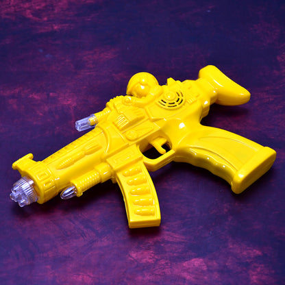 Wukusy 4412 Concept Musical Transparent Glow Gear Gun toy with rainbow light effects, featuring colorful LED illumination and detailed design.